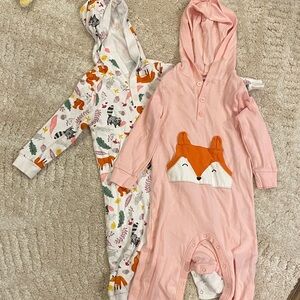 Old Navy Pink and White Fox Footies